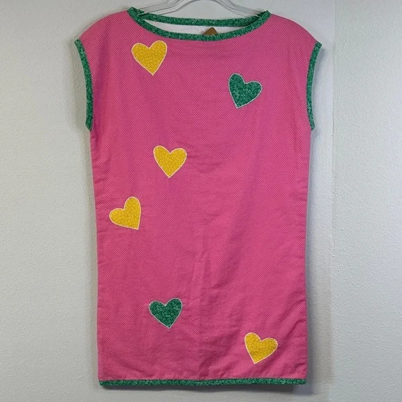 NWT Handmade by Erika Cotton Pink Heart Mini Dress Size S - Picture 2 of 7